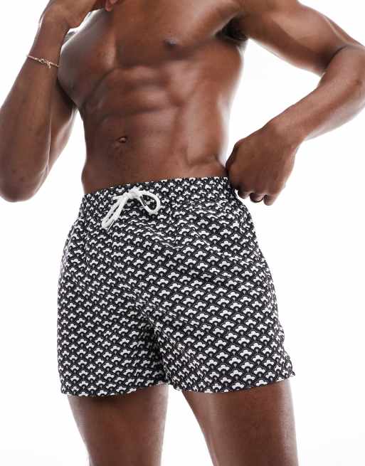 Aray cloud geo print swim shorts in black