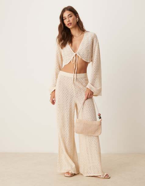 Aray crochet beach set in beige - view 1