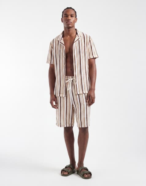 Aray crochet beach set in brown stripe - view 1