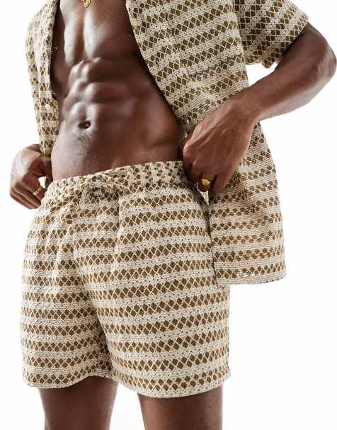 Aray crochet beach short co-ord in olive green - view 1