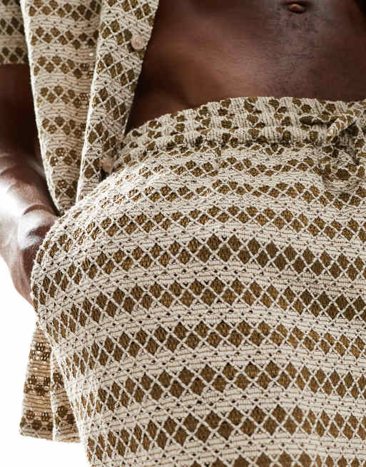 Aray crochet beach shorts in olive green (part of a set), 3 of 5