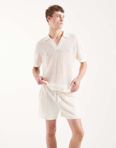 Aray crochet knit short in white - view 1