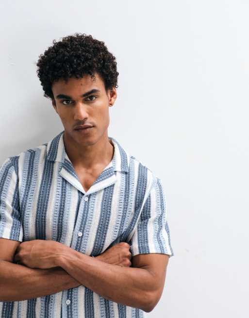 Aray crochet shirt in blue stripe, 3 of 9