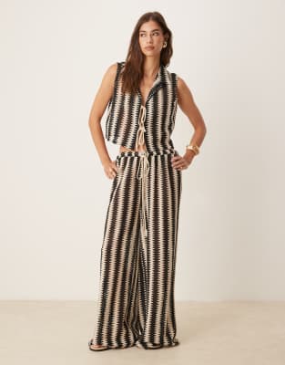 Aray Crochet Striped Beach Vest