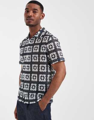 Aray Crochet Tiled Beach Shirt In Multi
