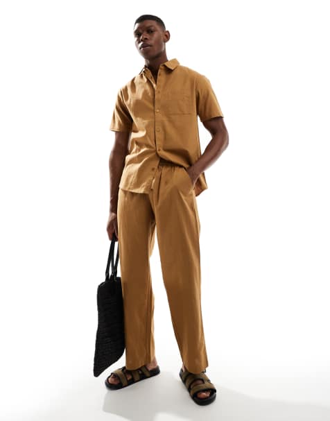 Aray draw string beach trouser co-ord in taupe - view 1