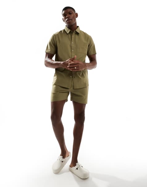 Aray drawstring beach shorts in olive green (part of a set) - view 1