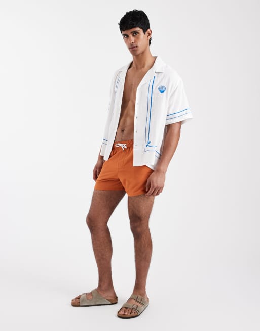 Aray embroidered camp collar beach shirt in white, 2 of 5