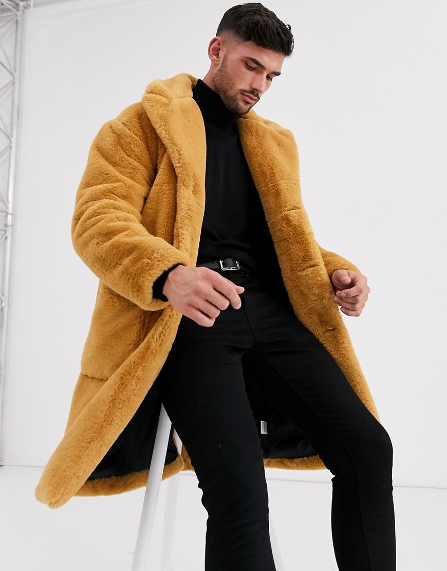 Aray faux fur oversized coat-Brown