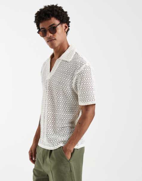 Aray - Gehaakte gebreide polotop in wit - view 1