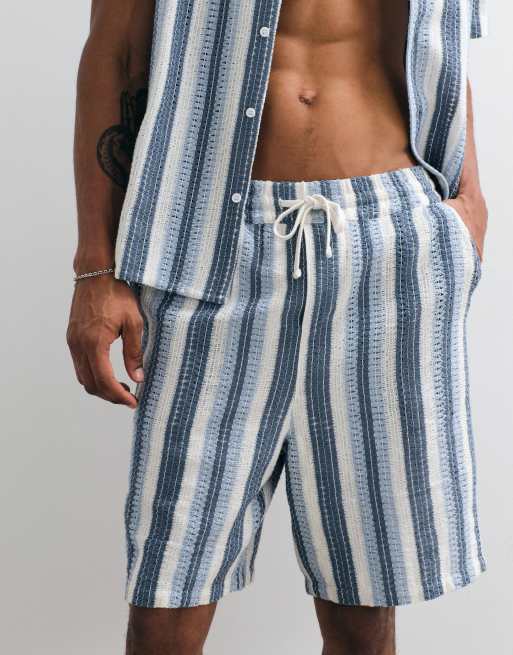Aray - Gehaakte short met blauwe strepen, 5 van 7