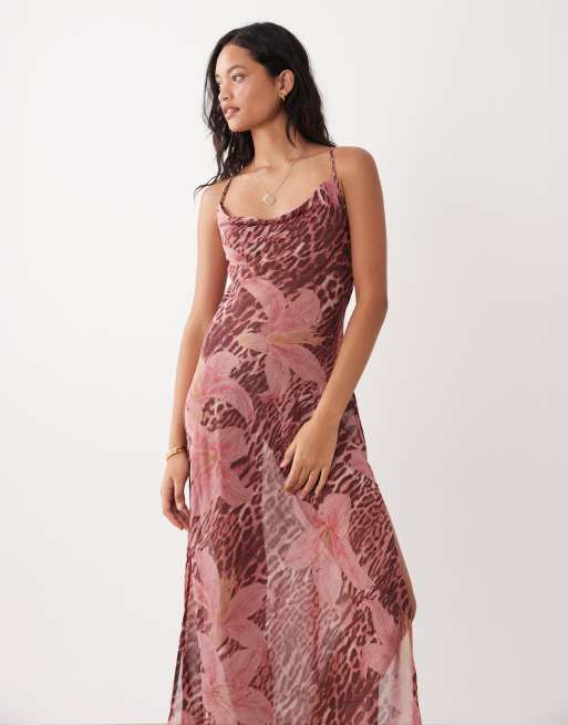 Aray - Gennemsigtig strand-maxikjole med leopard-blomsterprint, 5 af 7