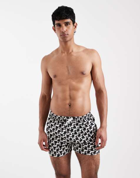 Aray geo print swim shorts in black - view 1