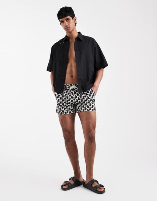 Aray geo print swim shorts in black, 2 of 5