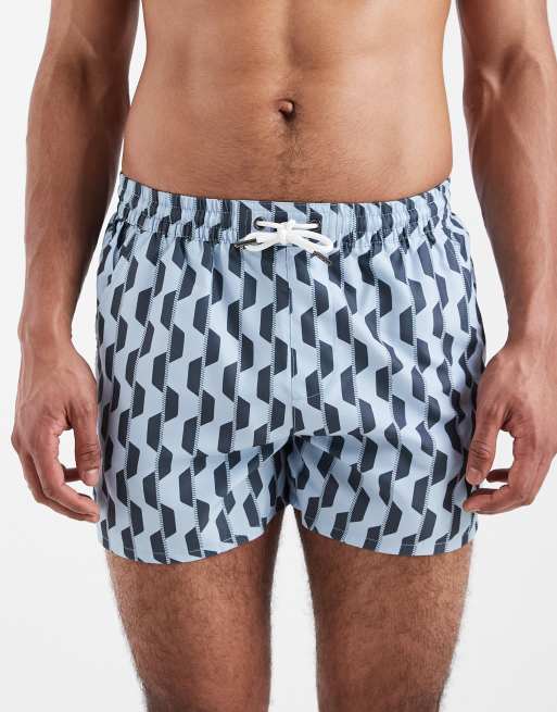 Aray geo print swim shorts in mid blue, 4 of 5