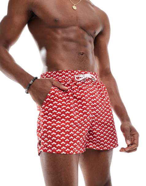 Aray geo print swim shorts in red - view 1