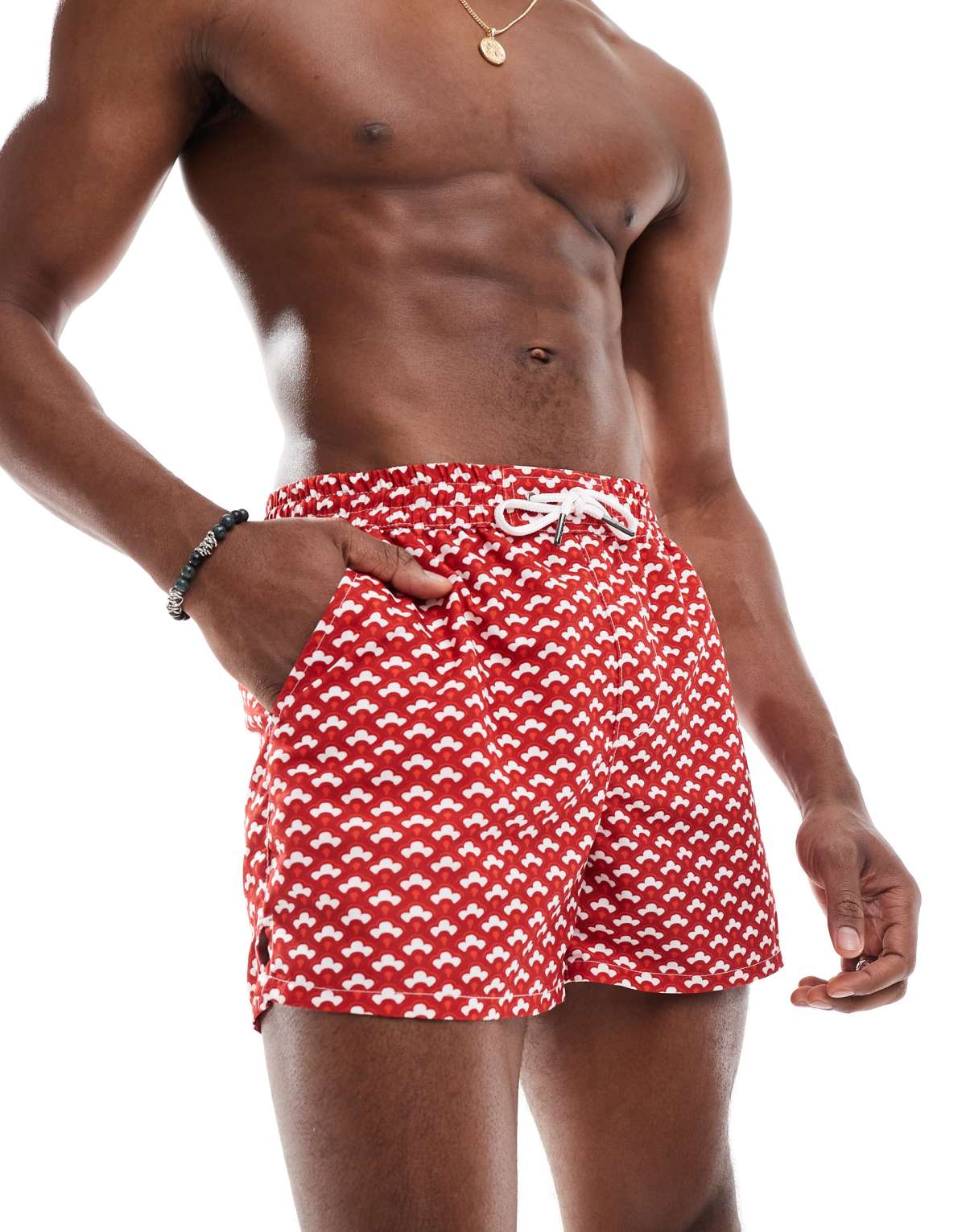 Aray geo print swim shorts in red