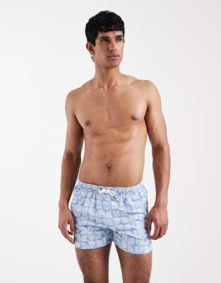 Aray Geometric Print Swim Shorts In Blue