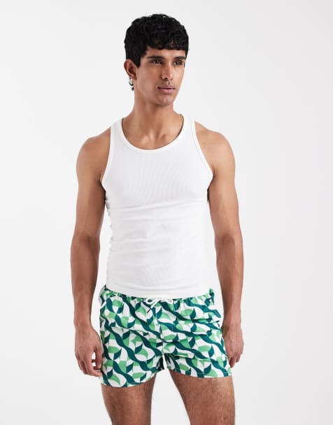 Aray - Grønne/ multifarvede badeshorts med geometrisk print - view 1