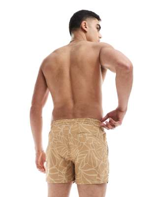 Aray Halle Abstract Print Swim Shorts In Brown