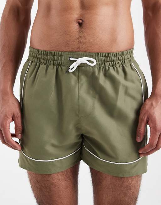 Aray - Khaki badeshorts med kontrastkanter, 4 af 5