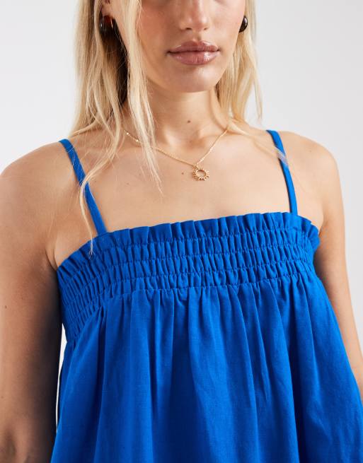Aray – Kobaltowoniebieska sukienka plażowa mini w stylu babydoll, 2 z 4