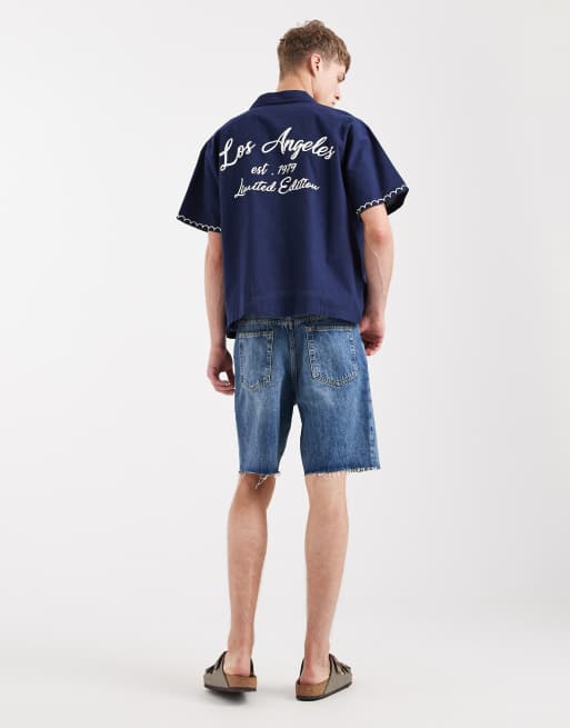 Aray - LA - Camicia da mare blu navy ricamata, 2 di 5