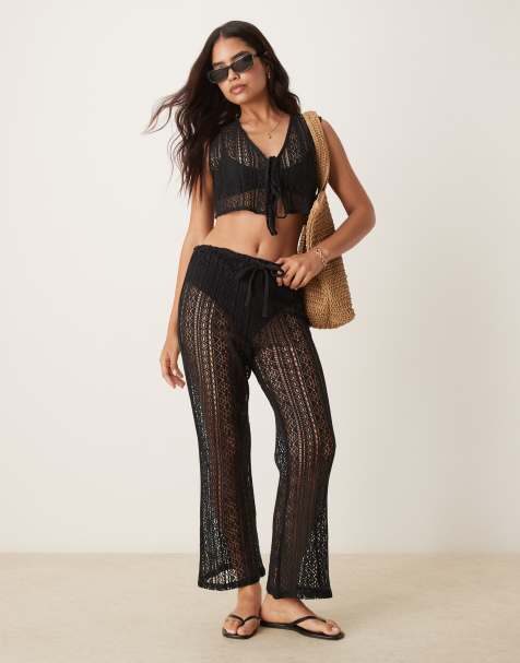 Aray lace beach co-ord in black - view 1