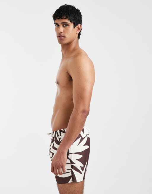Aray leaf print swimshort in dark brown, 3 of 5