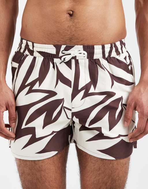 Aray leaf print swimshort in dark brown, 4 of 5
