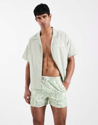 Aray Leaf Print Swimsuit In Green