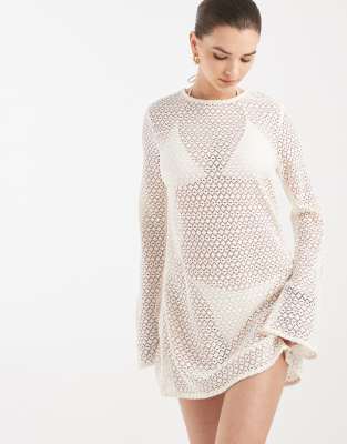 Aray low back crochet mini beach dress in white white 12790₽
