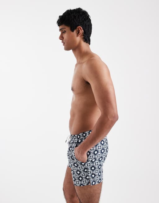 Aray – Marinblå badshorts med geometriskt mönster, 3 av 5
