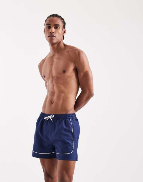 Aray – Marinblå badshorts med kontrastfärgad kant - view 1