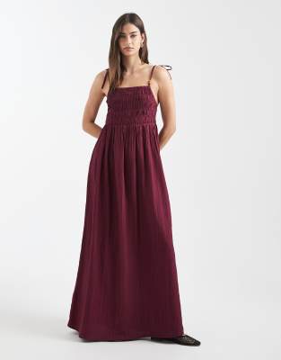 Aray - Maxi-Strandkleid in Burgunderrot