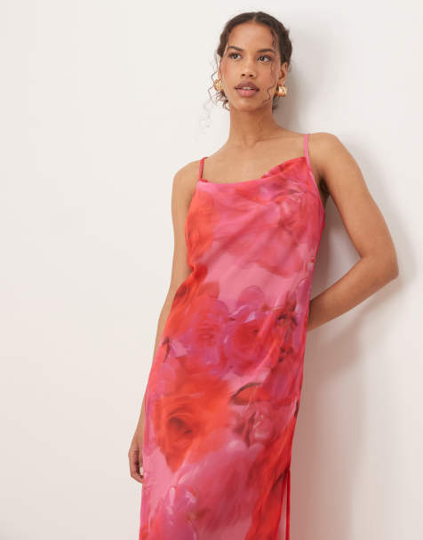 Aray – Maxi-Strandkleid in Rosa mit Blumen-Print in verschwommener Optik - view 1
