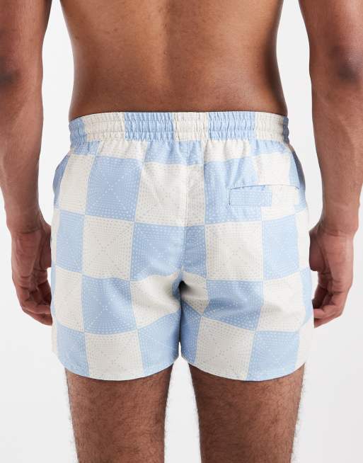 Aray - Mellemblå badeshorts med skakternet print, 5 af 5
