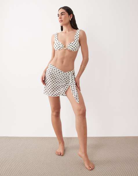 Aray - Mini-sarong met stippen in wit - view 1