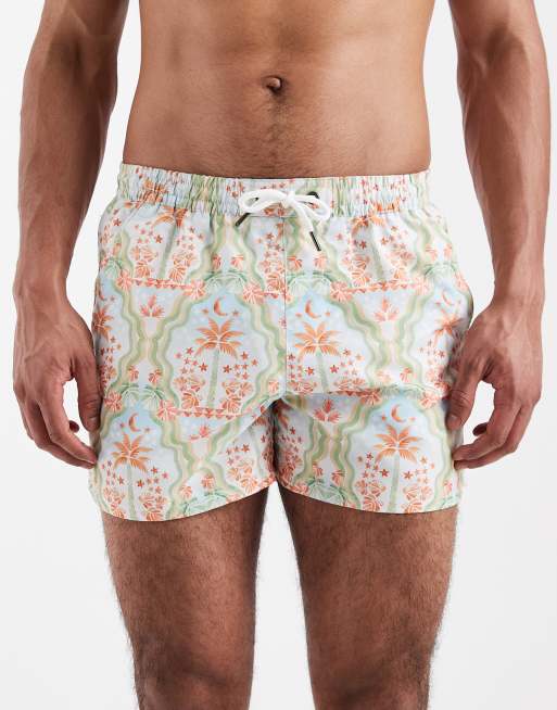 Aray palm print swimshort in orange multi, 4 of 5