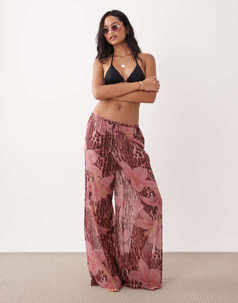 Aray - Pantalon de plage transparent à imprimé fleurs et léopard - view 1