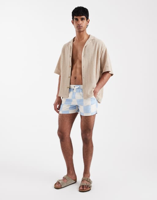 Aray - Pantaloncini da bagno blu medio con stampa a scacchi, 2 di 5