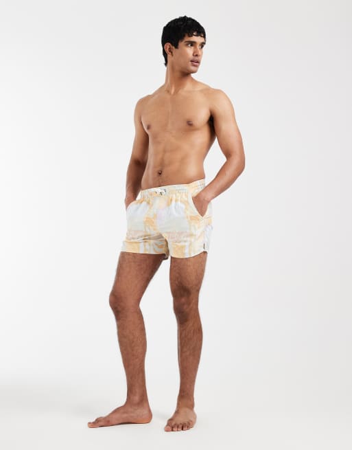 Aray - Pantaloncini da bagno con stampa di paesaggio marino arancione multicolore, 2 di 5