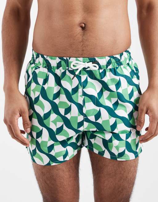 Aray - Pantaloncini da bagno con stampa geometrica verde multicolore, 4 di 5