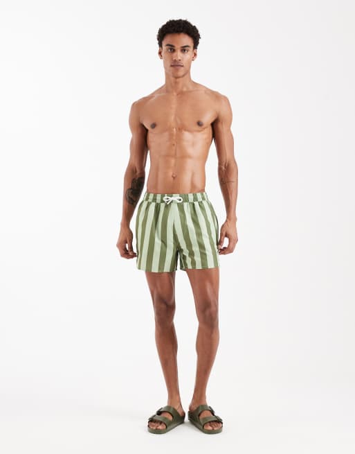 Aray - Pantaloncini da bagno kaki a righe tono su tono, 2 di 5