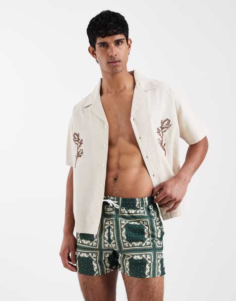 Aray - Pantaloncini da bagno verdi con stampa bandana - view 1