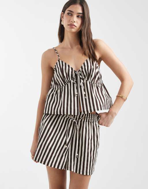Aray - Pantaloncini da mare marroni a righe, 5 di 5