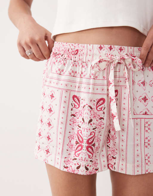 Aray - Pantaloncini da mare rosa con stampa stile bandana, 3 di 5