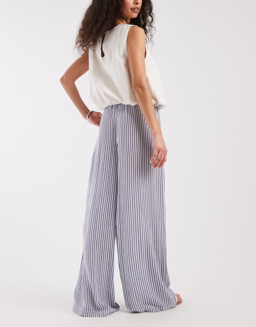 Aray - Pantaloni da mare blu a righe con nappe , 3 di 5