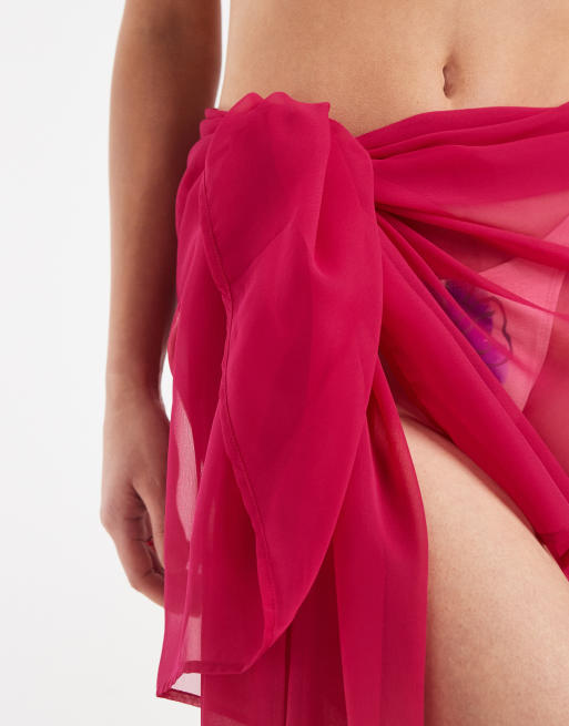 Aray - Paréo noué sur le côté - Rose cerise, 3 de 4