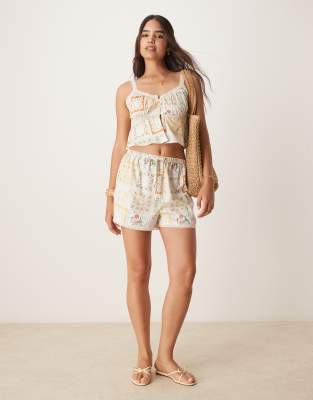 patchwork print beach shorts in multi - part of a set